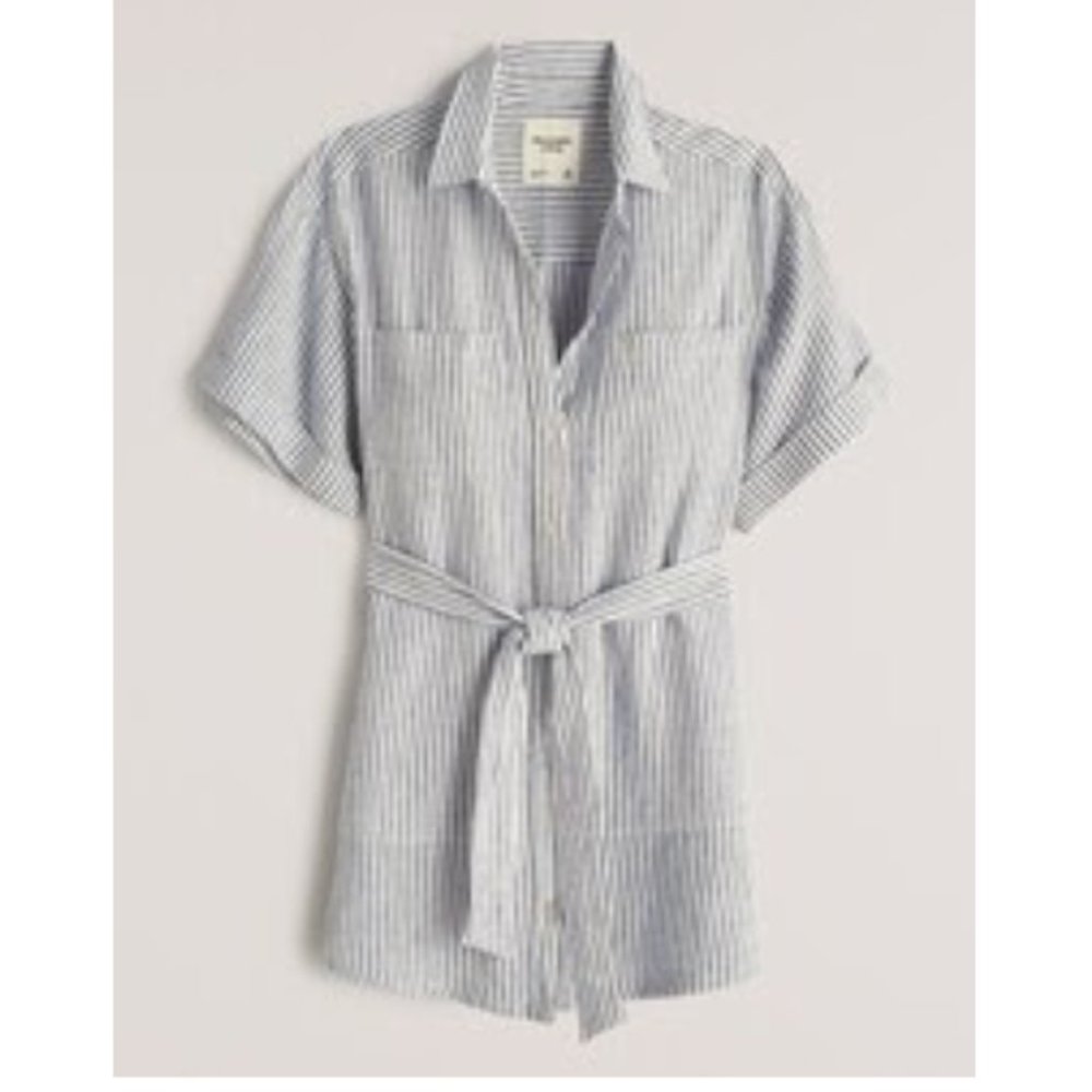 Abercrombie & Fitch Short Sleeve Striped Beachy Shirt Dress (Size M)
